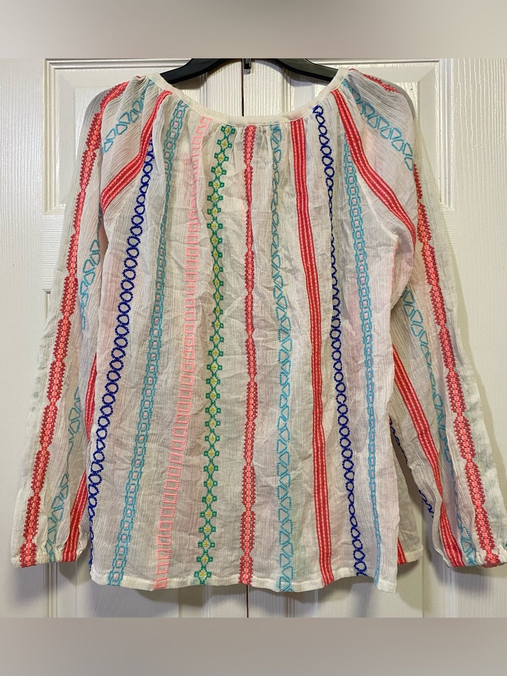Anthropologie Payal Pratap Multi Blouse,  Embroidered Tassel Tunic (Size Small) - Picture 2 of 5
